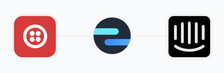 Twilio icon connected to Intercom icon via Octopods icon